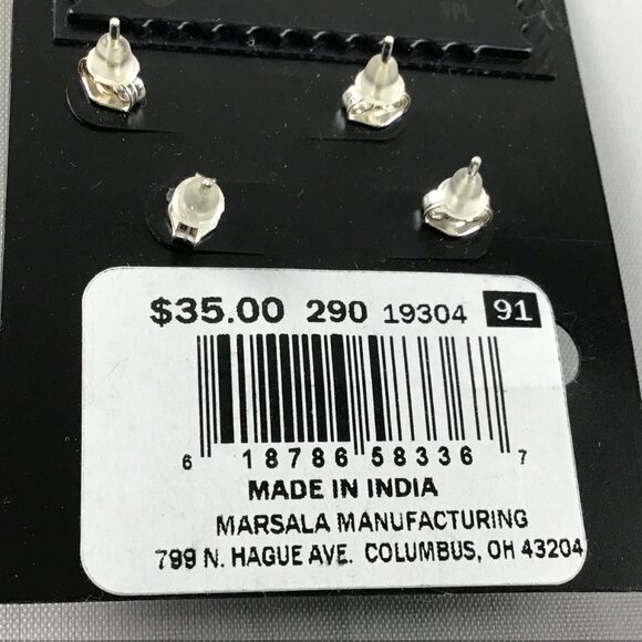 MARSALA Sterling Silver Earrings Set of 3 with Cubic Zirconias - Picture 4 of 4